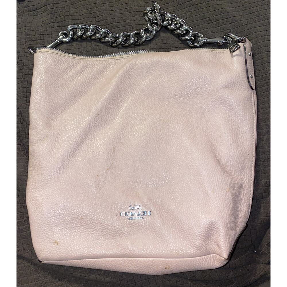 Authentic Coach Pink Rose Mini Abby Duffle Leather, Chain handle